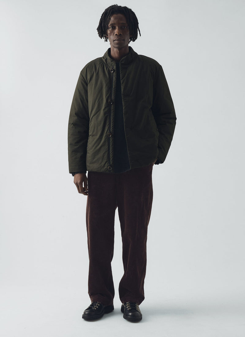 Padded Stand Collar Jacket | Iron Green