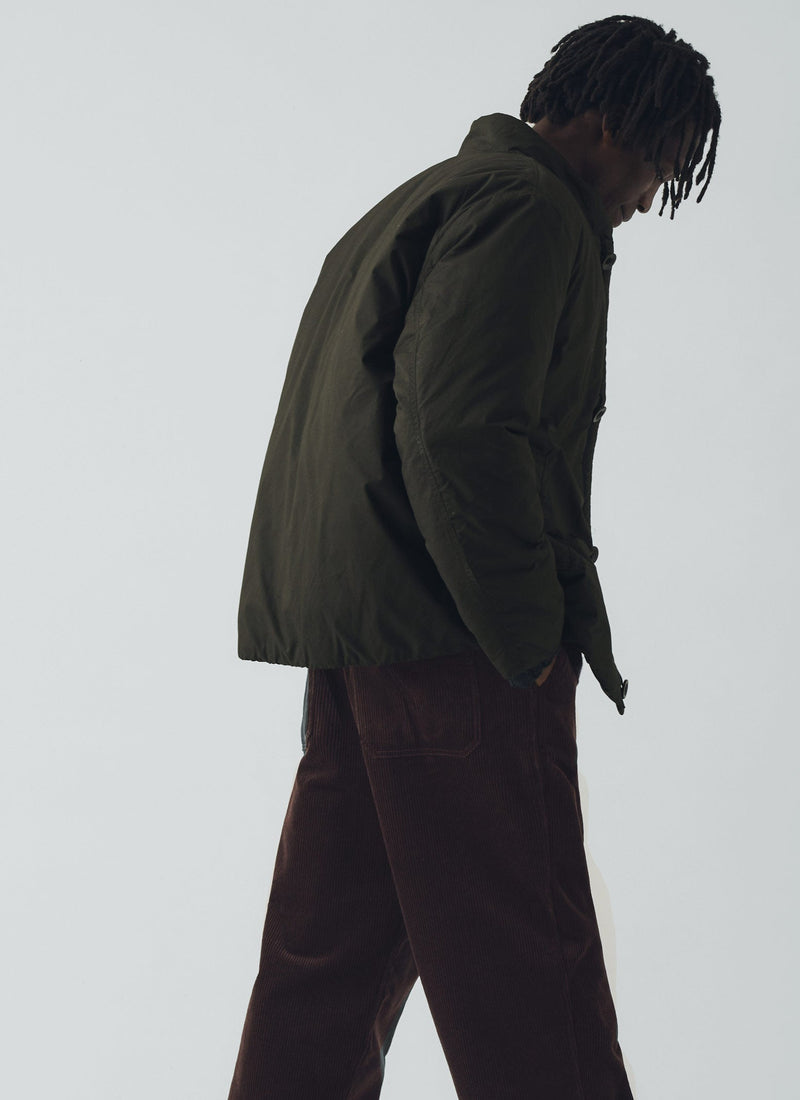 Padded Stand Collar Jacket | Iron Green
