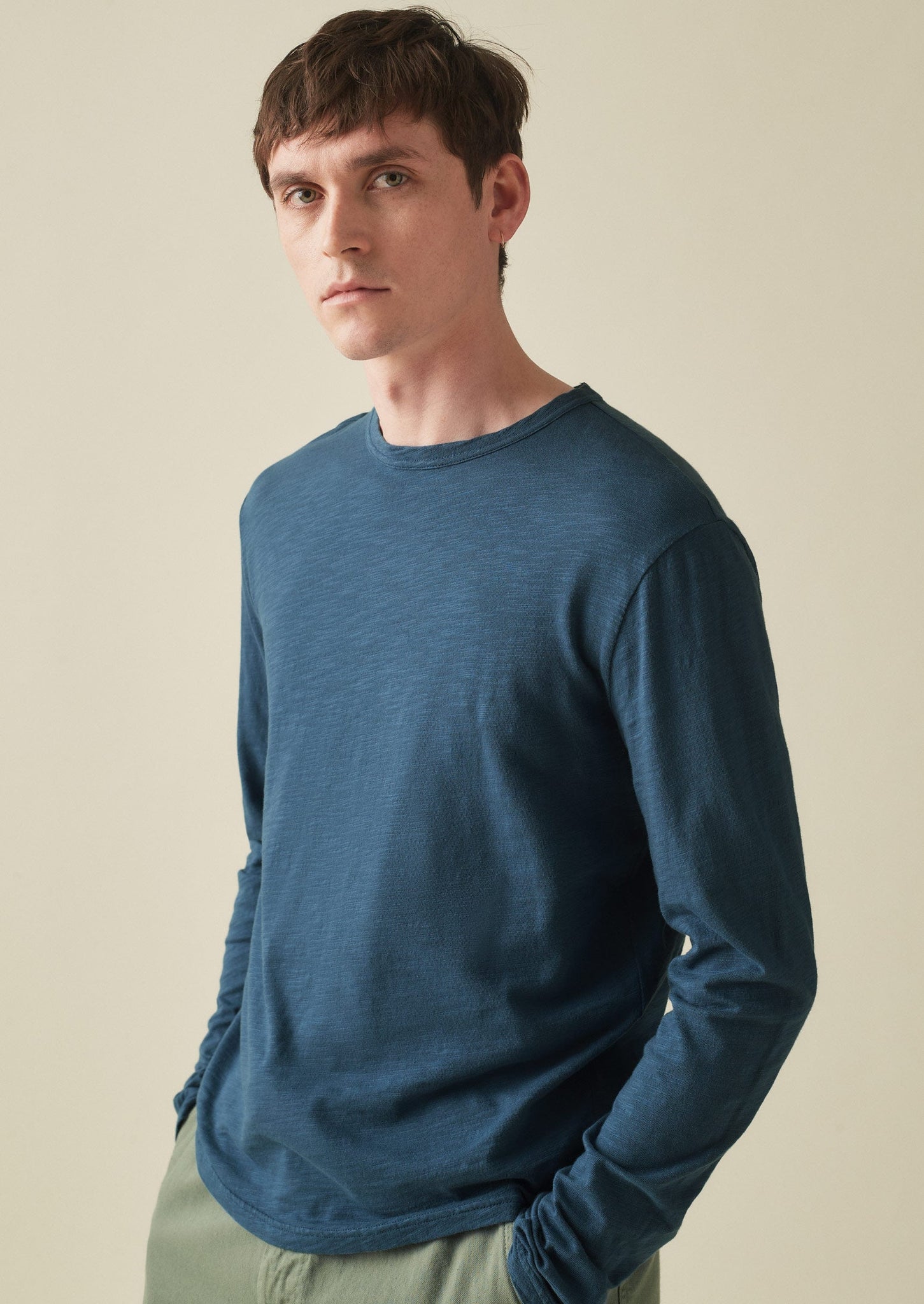 Frank Cotton Long Sleeve Tee | Washed Indigo