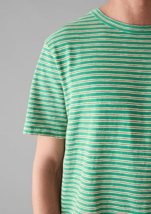 Theo Organic Cotton Stripe Short Sleeve Tee | Green/Red