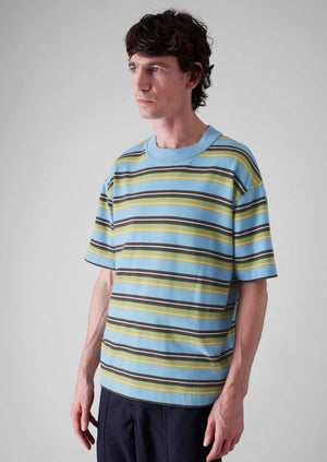Bold Stripe Easy Cotton Tee | Blue Multi