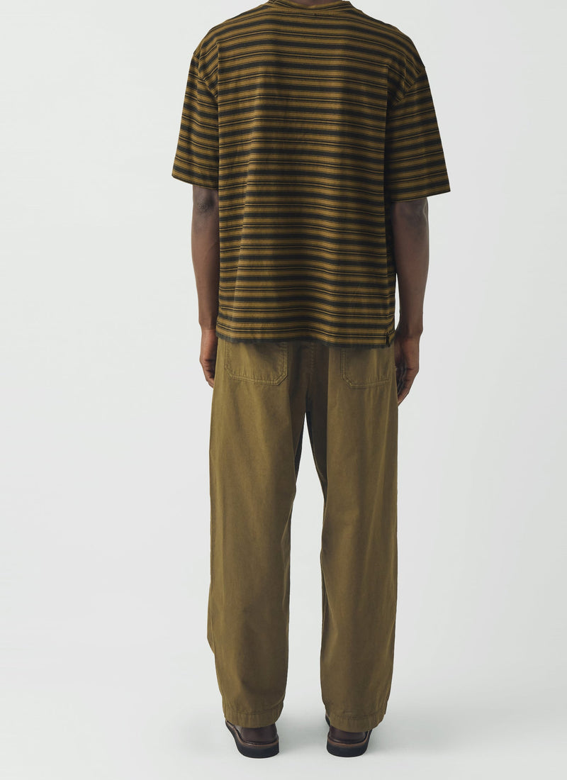 Overdyed Stripe Organic Cotton Tee | Blue Graphite/Woodland Green