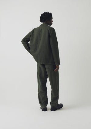 Arlo Garment Dyed Herringbone Jacket | Dark Moss