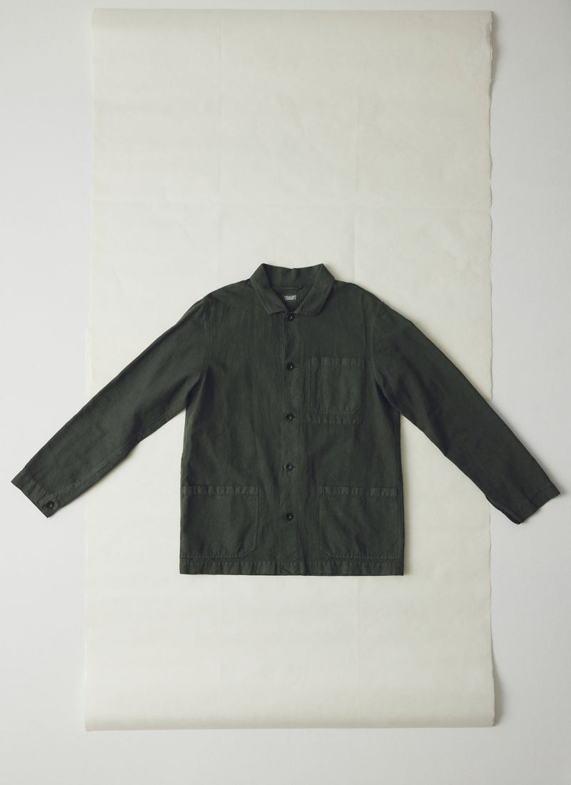 Arlo Garment Dyed Herringbone Jacket | Dark Moss