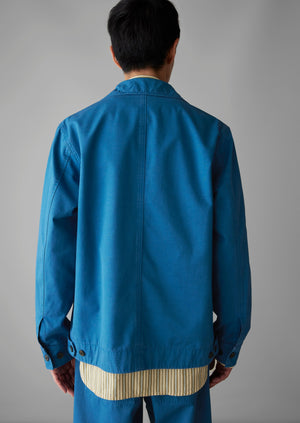 Garment Dyed Organic Cotton Coach Jacket | Flask Blue