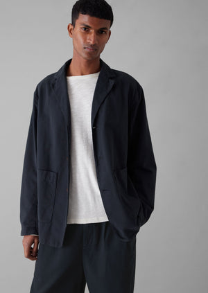 Garment Dyed Brushed Cotton Jacket | Dark Navy