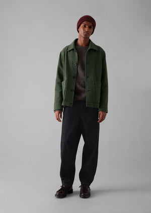 Dogtooth Wool Chore Jacket | Forest Green