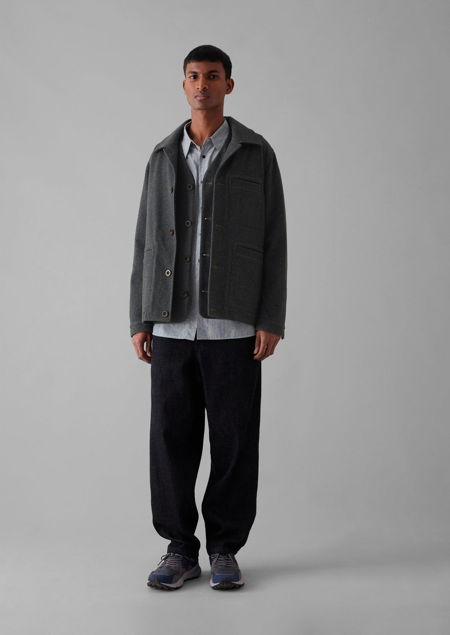 Melton Wool Blend Chore Jacket | Charcoal