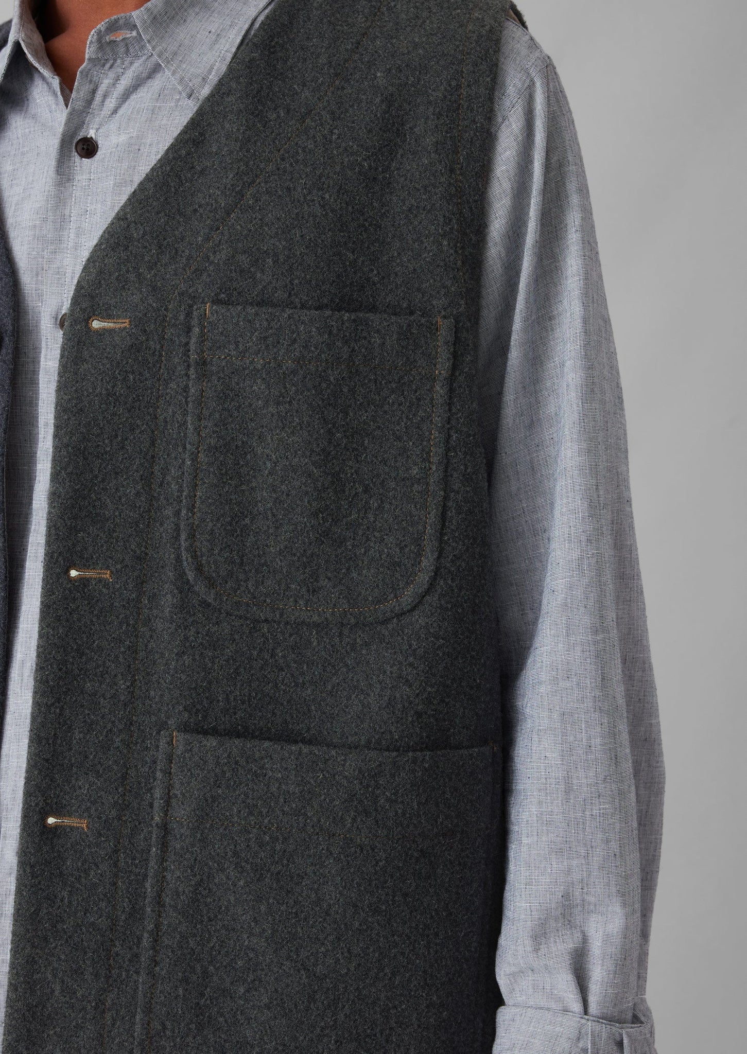 Melton Wool Blend Gilet | Charcoal