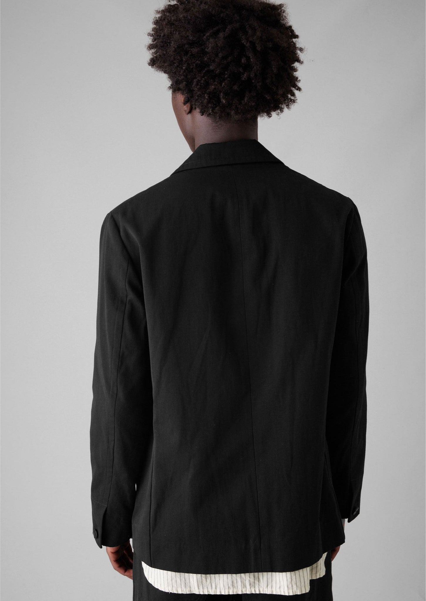 Cotton Linen Twill Low Break Blazer | Black