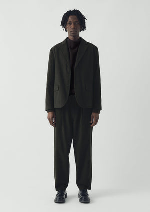Brushed Cotton Revere Collar Jacket | Dark Olive