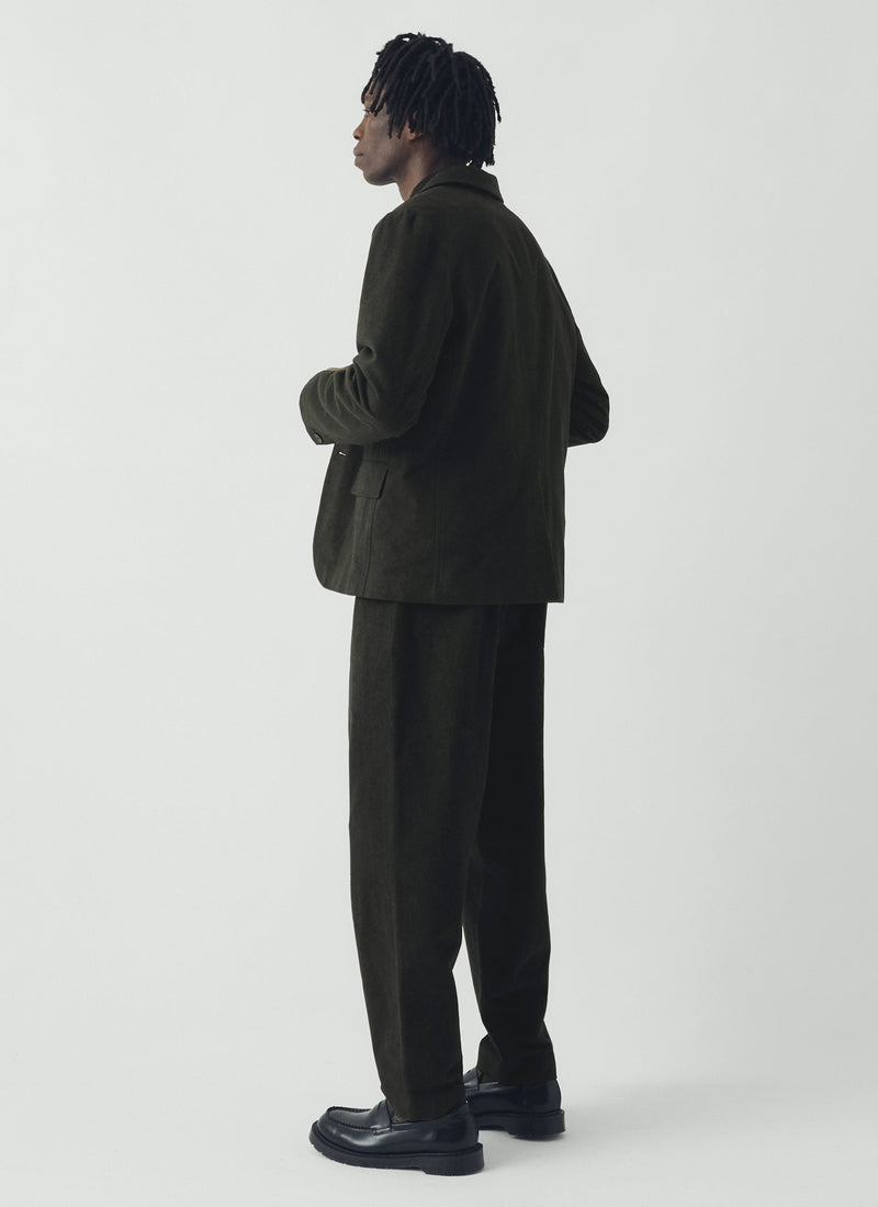 Brushed Cotton Revere Collar Jacket | Dark Olive