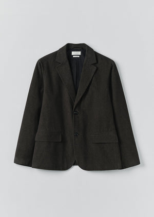 Brushed Cotton Revere Collar Jacket | Dark Olive
