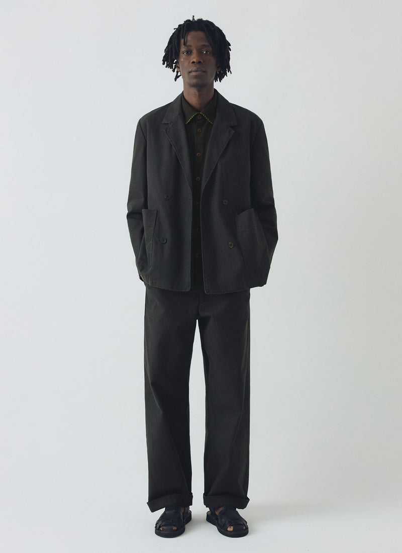 Cotton Canvas Breasted Jacket | Slate