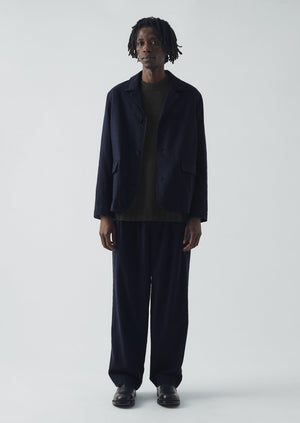 Houndstooth Cotton Wool Jacket | Dark Navy