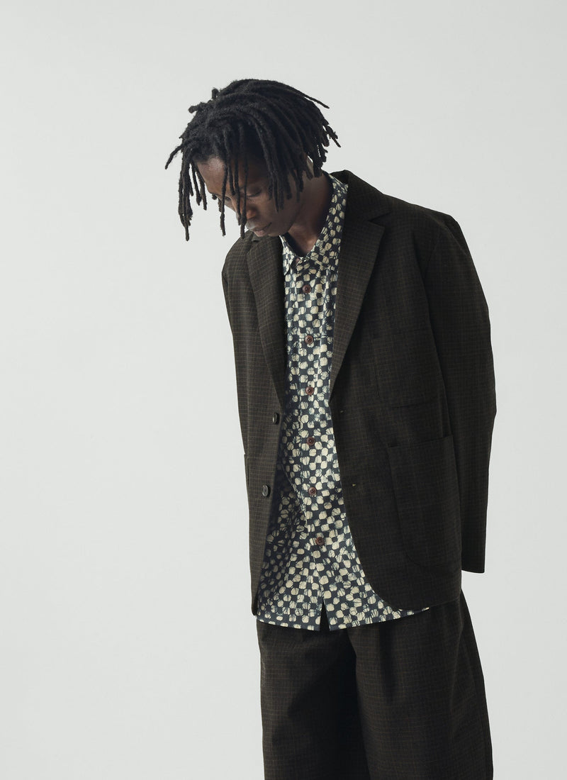 Sketch Check Cotton Wool Jacket | Slate