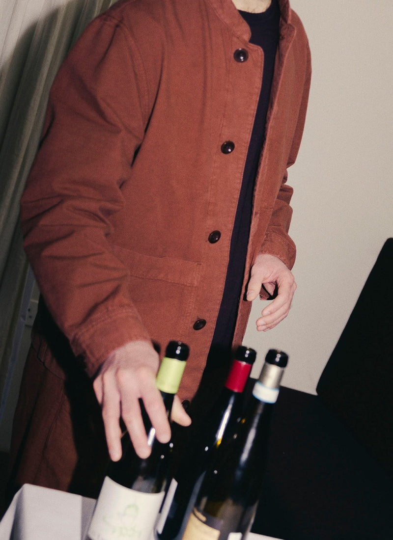 Garment Dyed Cotton Canvas Stand Collar Jacket | Cinnamon