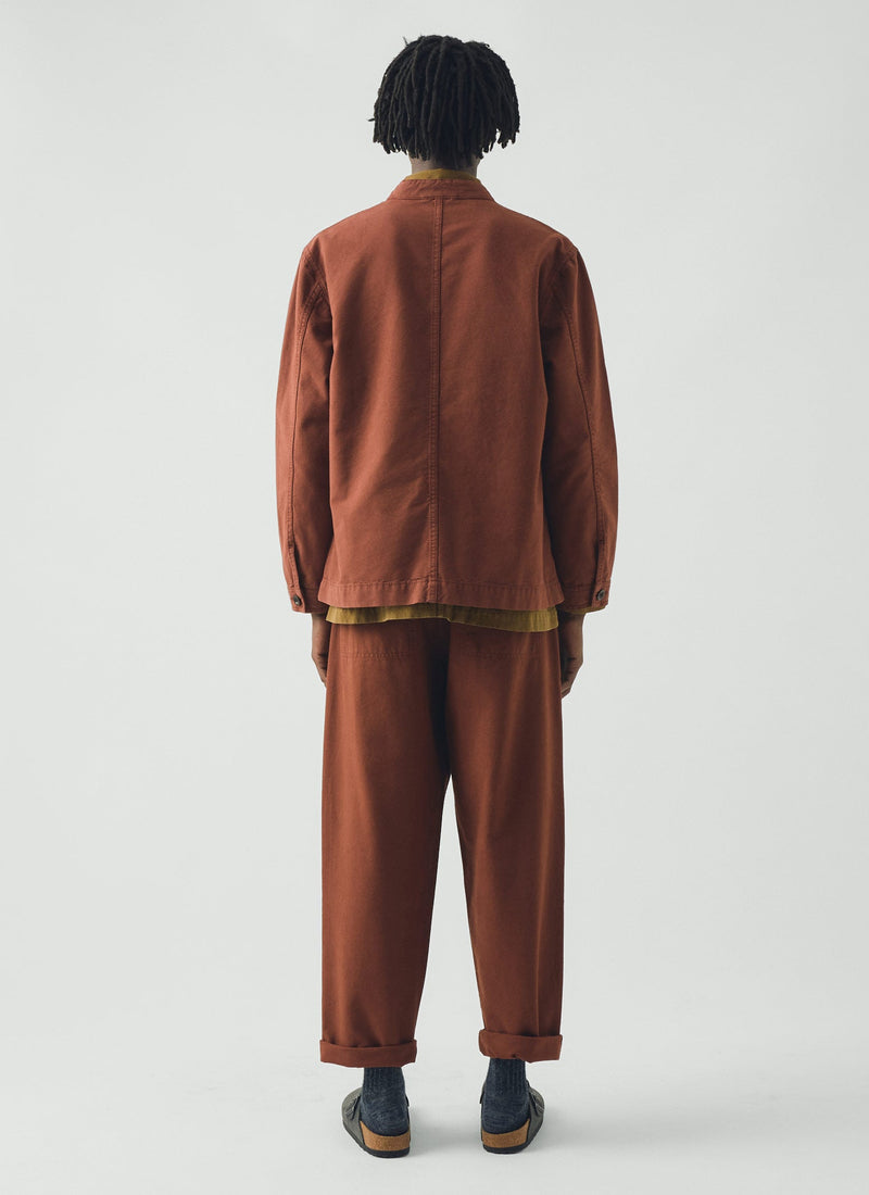 Garment Dyed Cotton Canvas Stand Collar Jacket | Cinnamon
