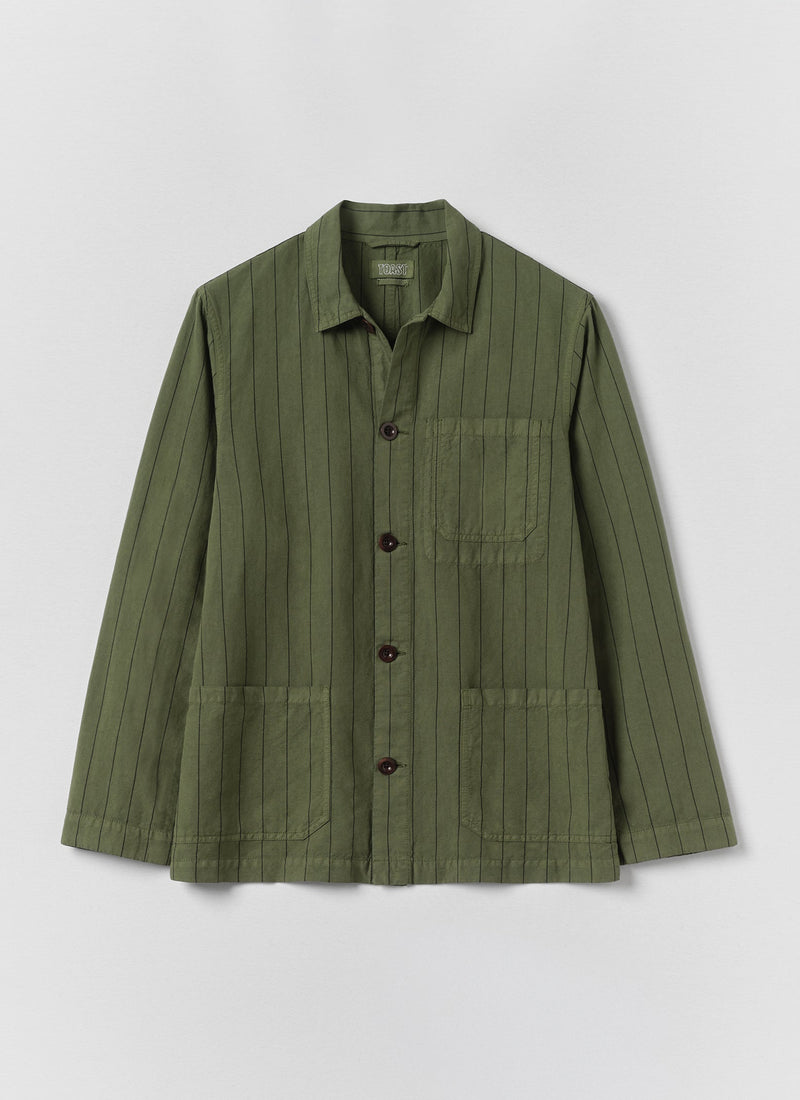Arlo Overdyed Stripe Cotton Linen Jacket | Basil