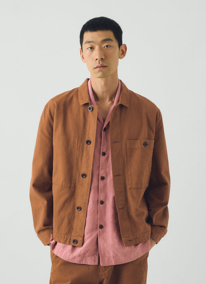 Garment Dyed Cotton Short Jacket | Brown Anise