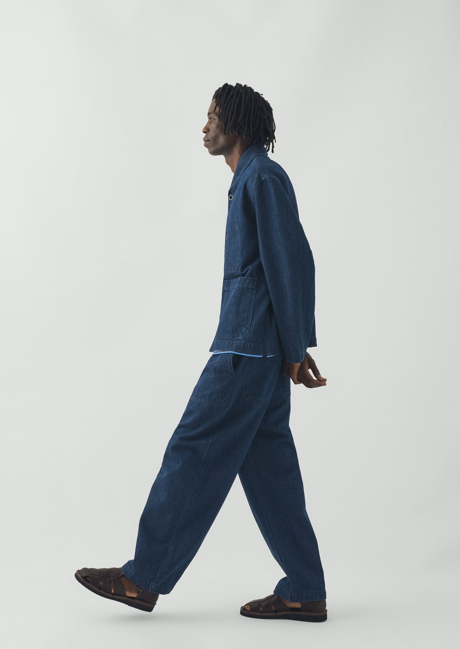 Cotton Linen Denim Jacket | Indigo | TOAST