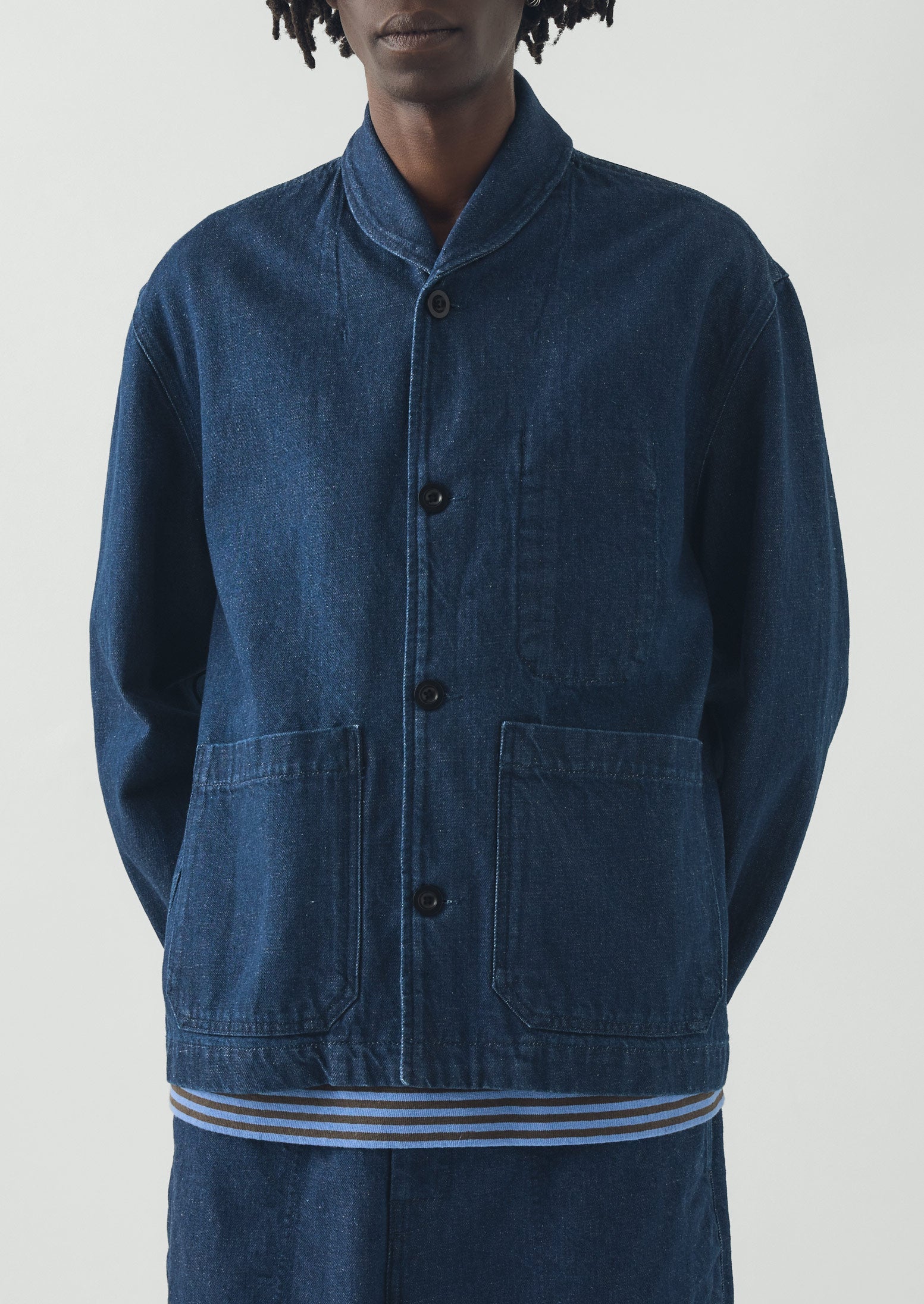 Cotton Linen Denim Jacket | Indigo | TOAST