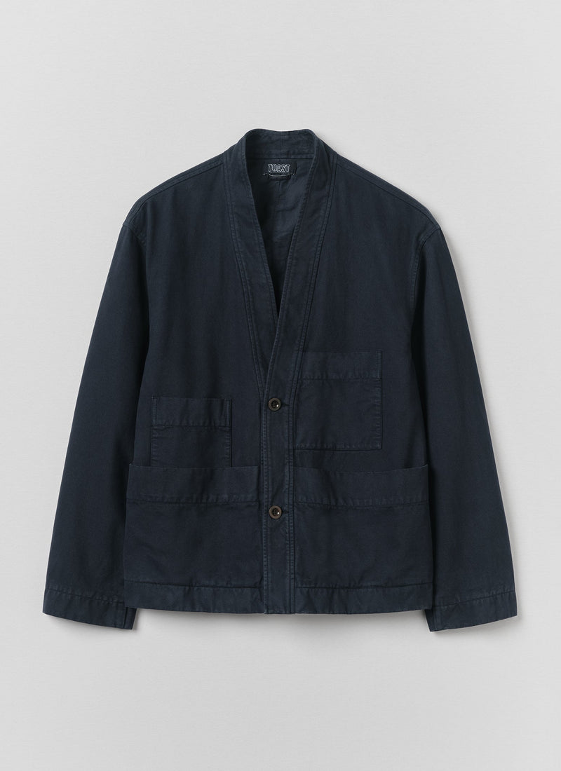 Brushed Cotton Wrap Jacket | Navy