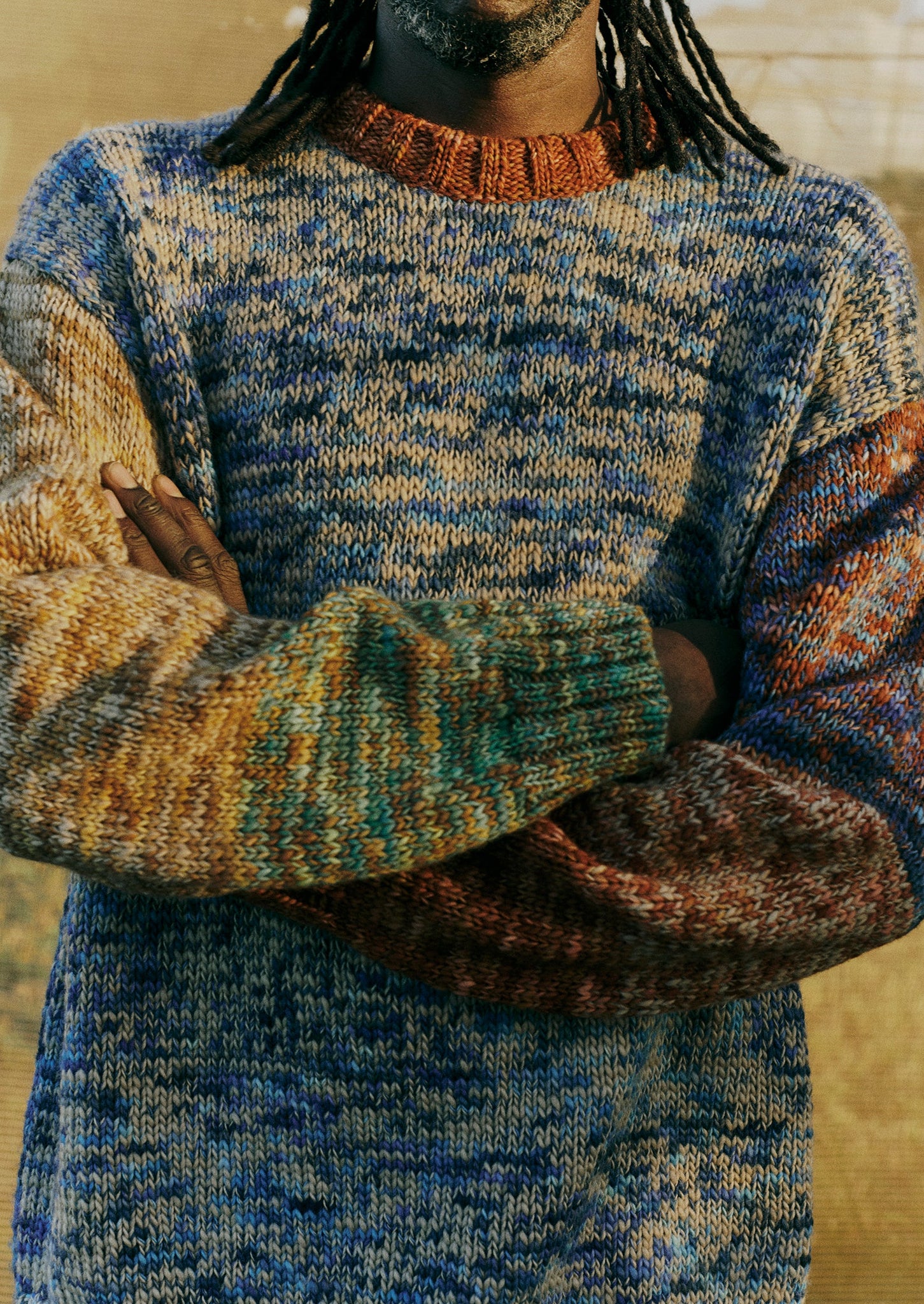 Twisted Wool Colour Block Sweater | Blue Multi