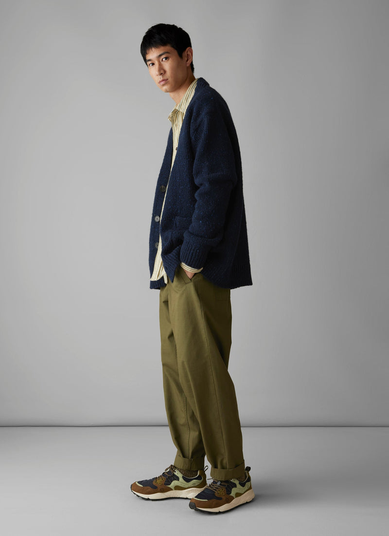 Donegal Wool V-Neck Cardigan | Navy