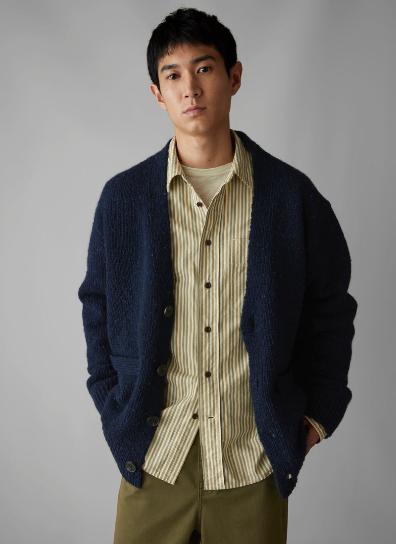 Donegal Wool V-Neck Cardigan | Navy