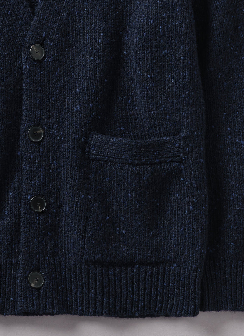 Donegal Wool V-Neck Cardigan | Navy
