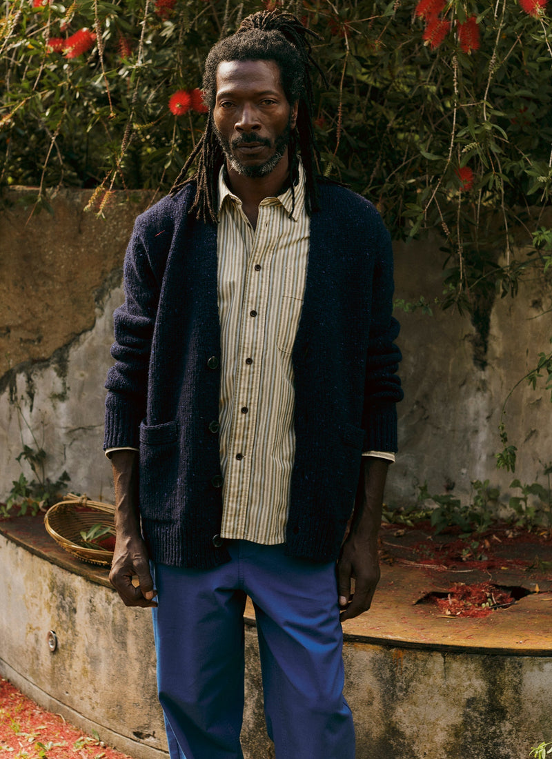 Donegal Wool V-Neck Cardigan | Navy