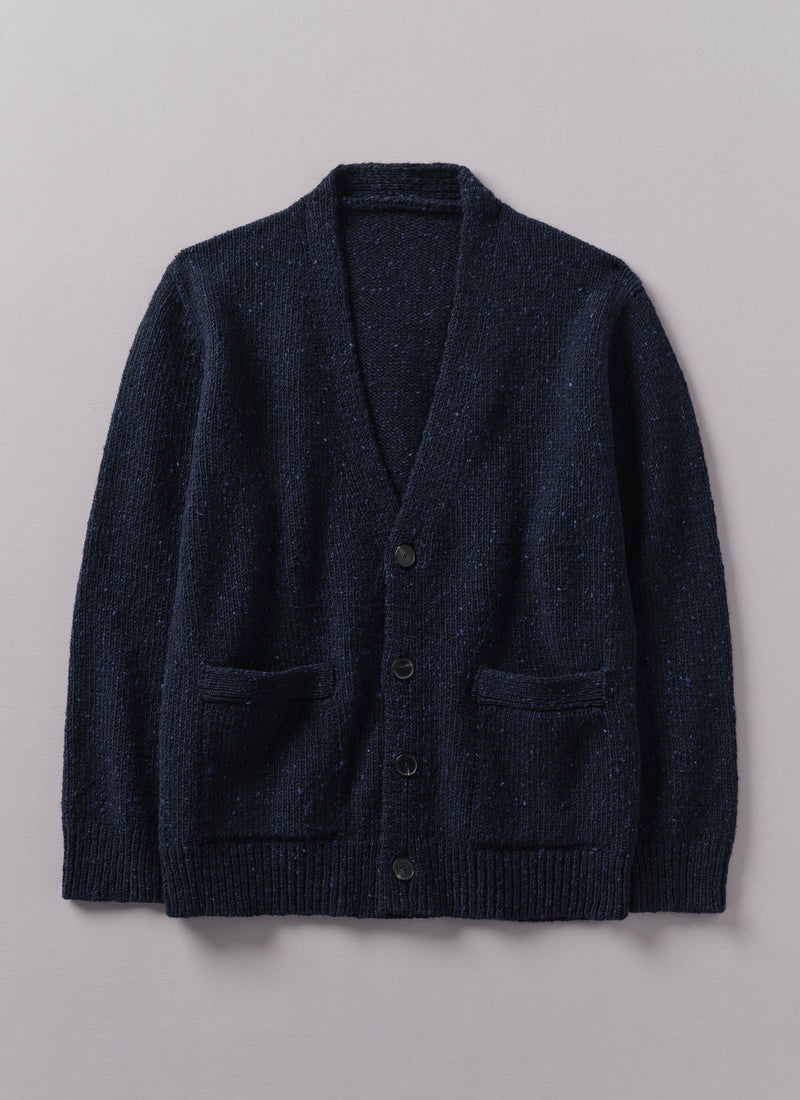 Donegal Wool V-Neck Cardigan | Navy