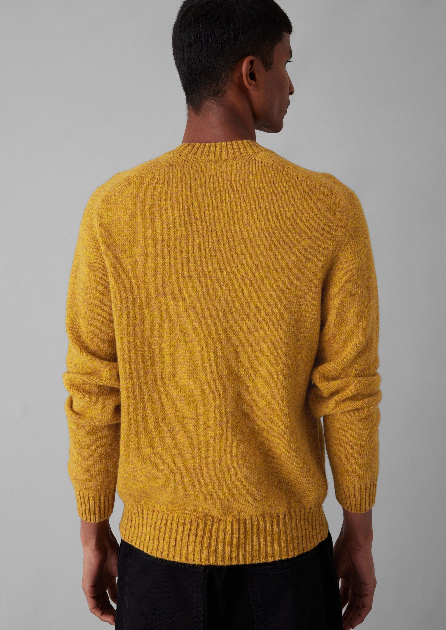 Wool Crew Neck Sweater | Mustard Marl