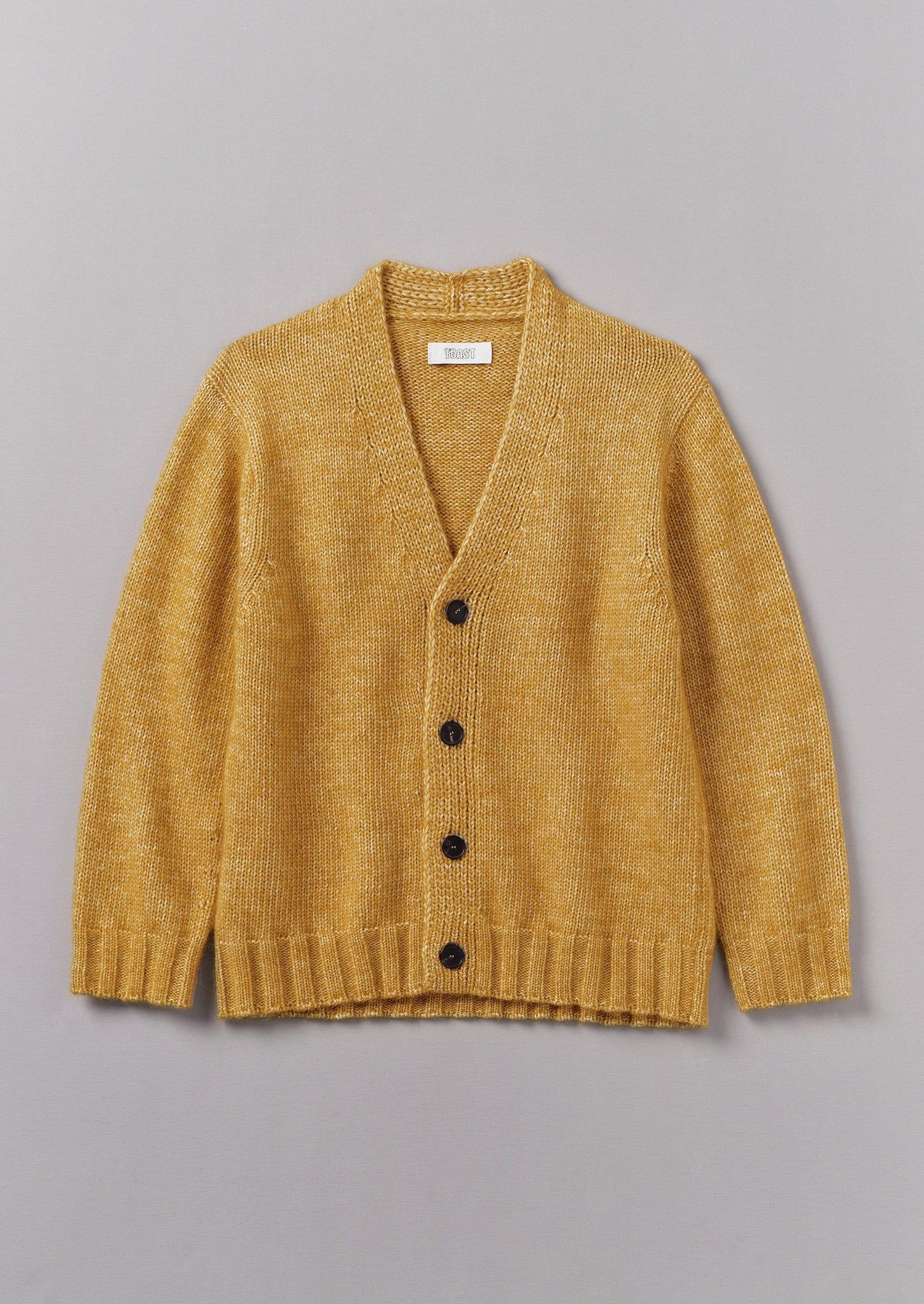 Alpaca Wool V-Neck Cardigan | Dijon Yellow