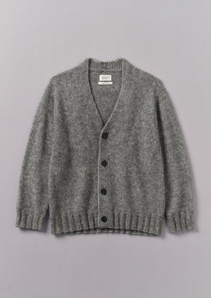 Alpaca Wool V-Neck Cardigan | Grey Melange