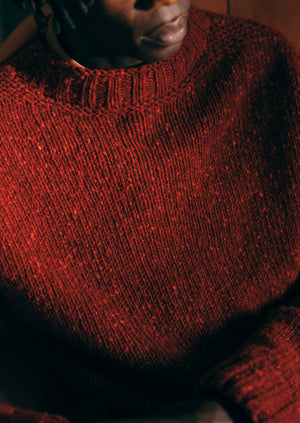 Donegal Wool High Neck Easy Sweater | Red Granite