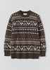 Shetland Wool Graphic Jacquard Sweater | Natural/Multi