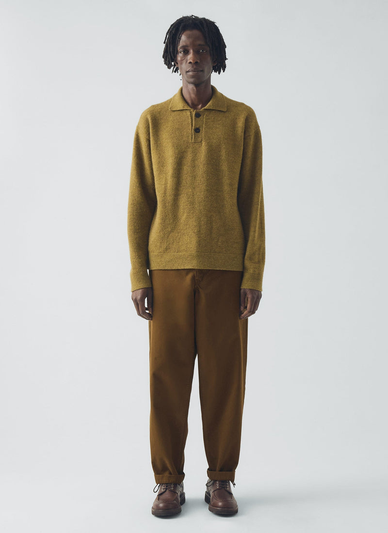 Wool Alpaca Polo Sweater | Pear