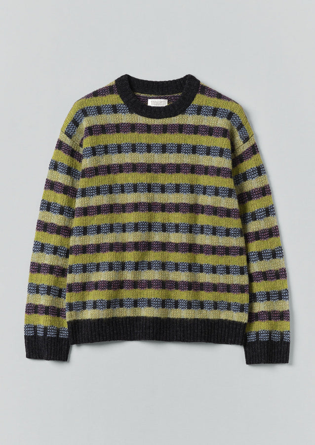 Wool Blend Jacquard Sweater | Willow Green/Multi
