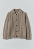 Collared Aran Wool Cardigan | Stone