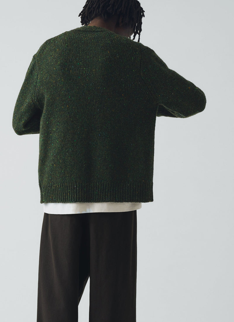 Donegal Wool V-Neck Cardigan | Forest