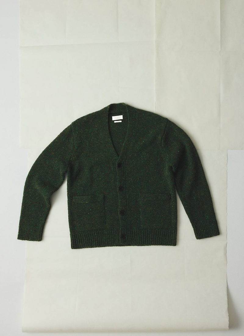 Donegal Wool V-Neck Cardigan | Forest