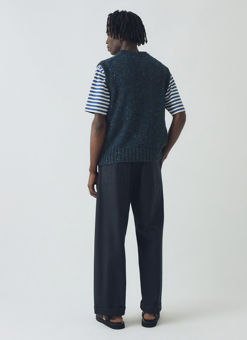Donegal Wool Knitted Tank | Midnight
