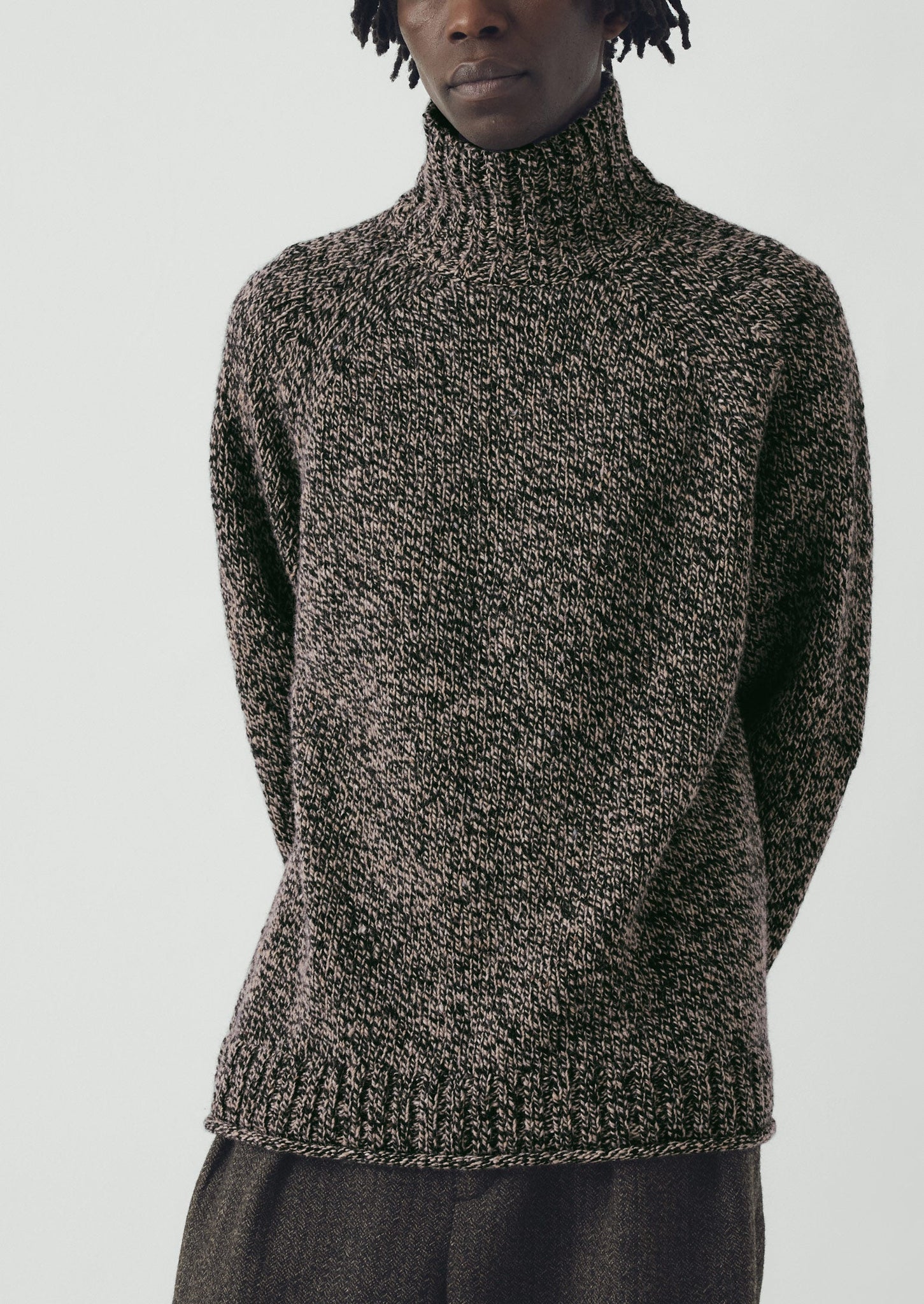 Marl Donegal Roll Neck Sweater | Granite Marl