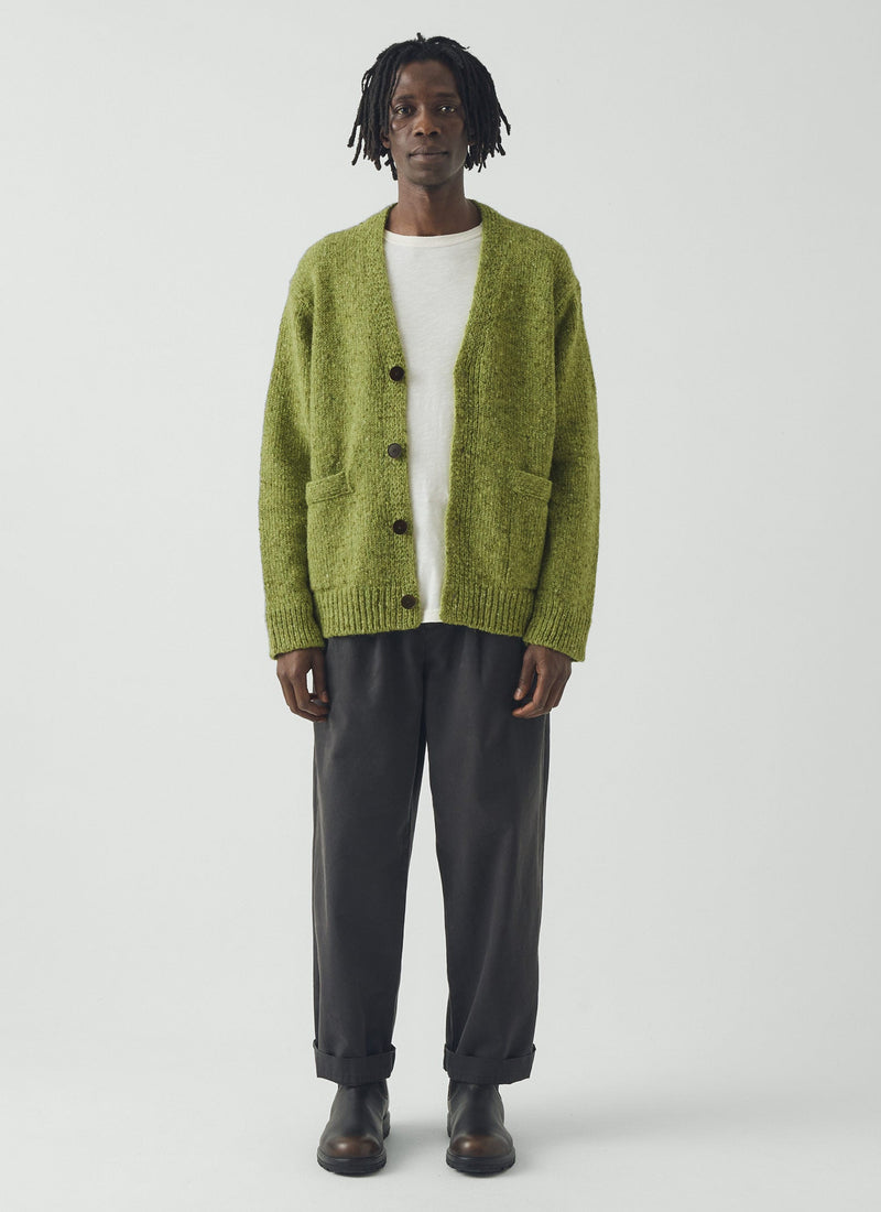 Donegal Wool V-Neck Cardigan | Rainette Green