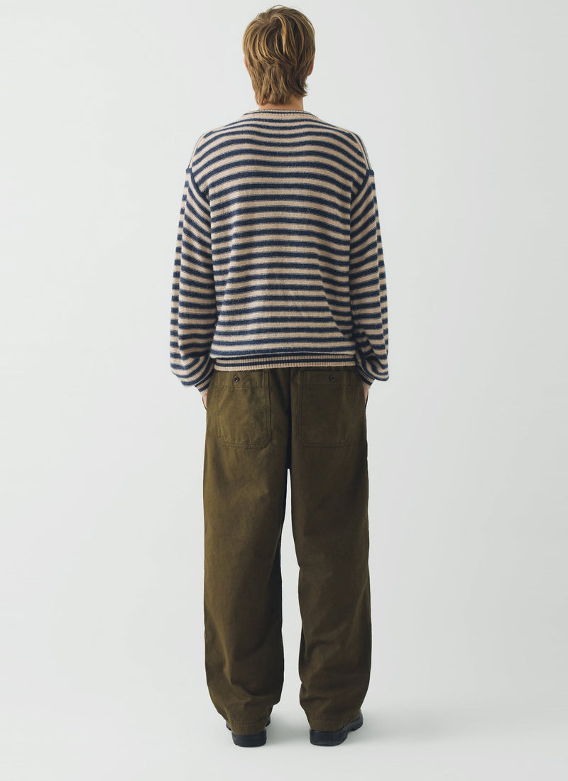 Stripe Alpaca Wool Sweater | Navy/Oatmeal
