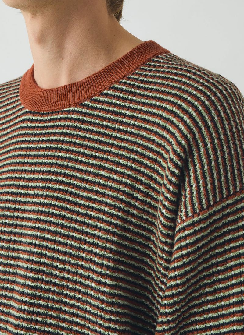 Knitted Cotton Tee | Green Multi