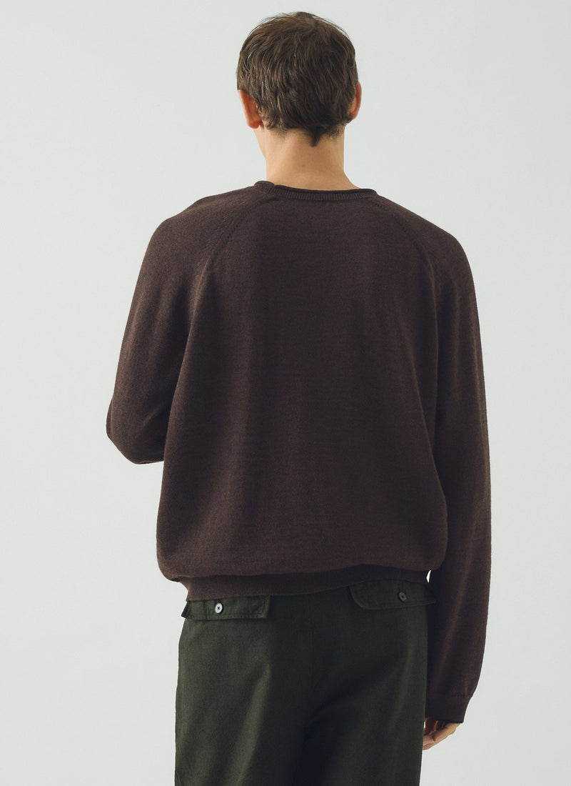 Wool Cotton Raglan Sweater | Dark Chocolate