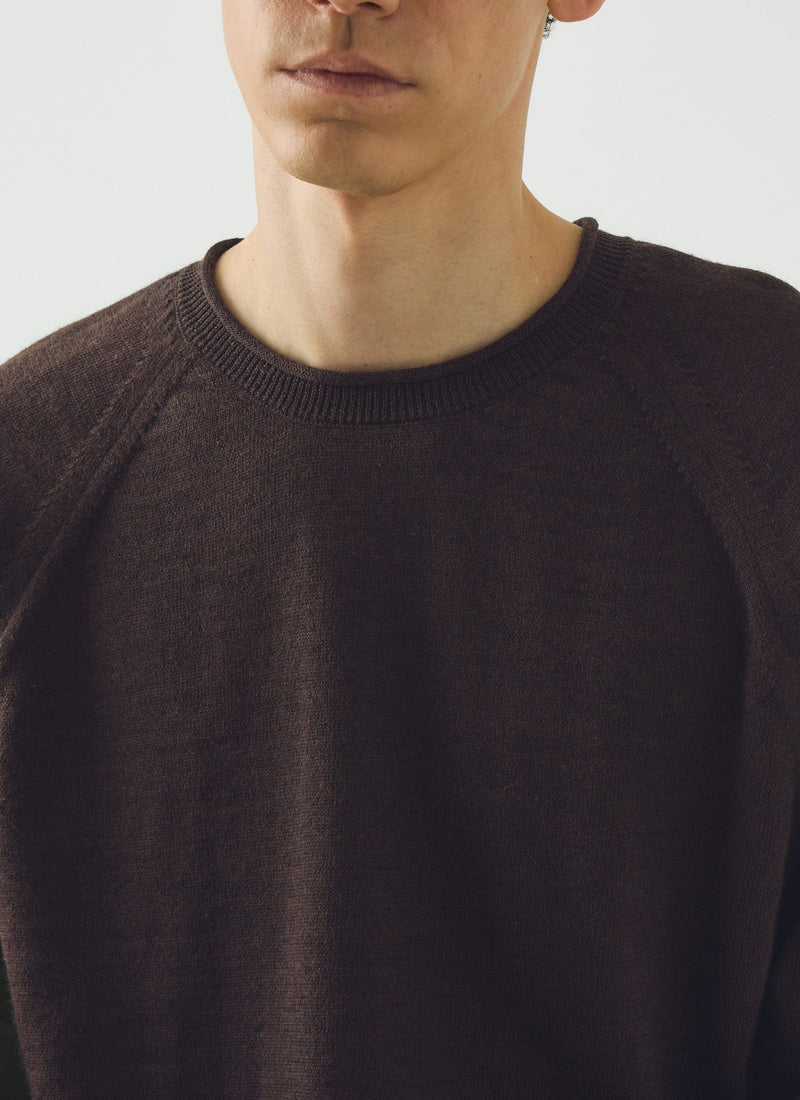 Wool Cotton Raglan Sweater | Dark Chocolate